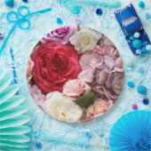 Teller aus Blumenpapier mit Rose und Hydrangen (Party)