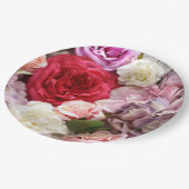 Teller aus Blumenpapier mit Rose und Hydrangen (Schrägansicht)