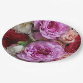 Teller aus Blumenpapier mit Rose und Pfannkuchen (Schrägansicht)