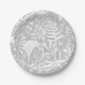 Teller aus botanischem Silber, graues Blumenpapier (Vorderseite)