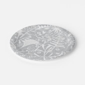 Teller aus botanischem Silber, graues Blumenpapier (Schrägansicht)