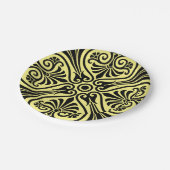 Teller aus dem Party Gelb und Schwarz (Schrägansicht)