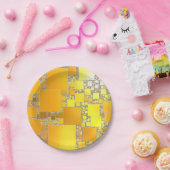 Teller aus gelb und orangefarbenem Papier (Party)