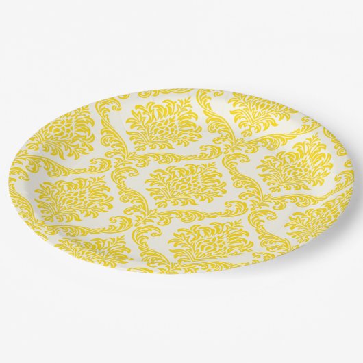 Teller aus Gelb- und WeißDamaskus (Schrägansicht)