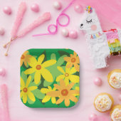 Teller aus gelbem Blumenpapier (Party)