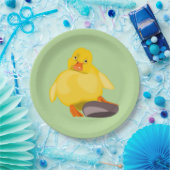 Teller aus gelbem Entkörnungspapier - Farbe - Text (Party)