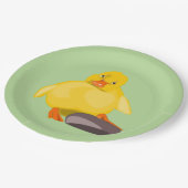 Teller aus gelbem Entkörnungspapier - Farbe - Text (Schrägansicht)