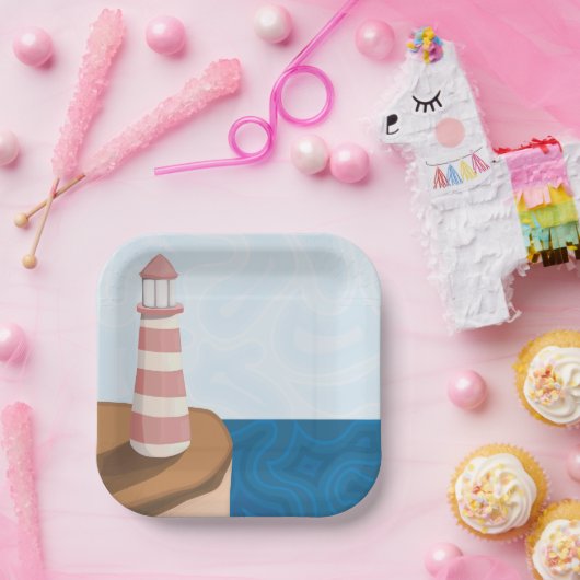 Teller aus gestreiftem Leuchtturm (Party)