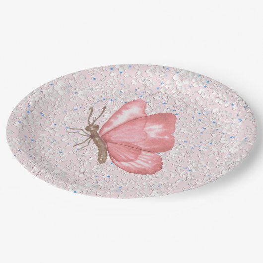 Teller aus gestrichenem Schmetterlingspapier (Schrägansicht)