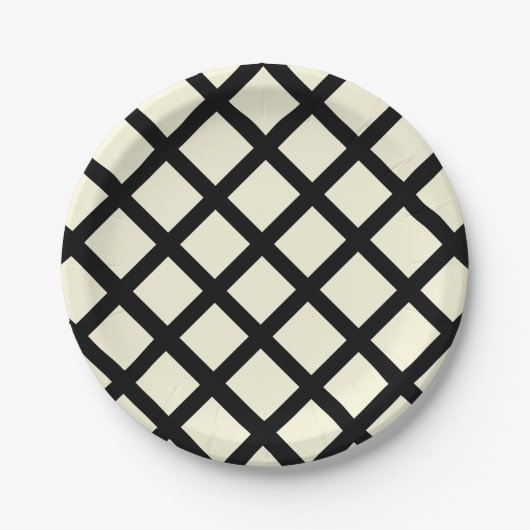 Teller aus Gitterpapier (Creme & Black) (Vorderseite)