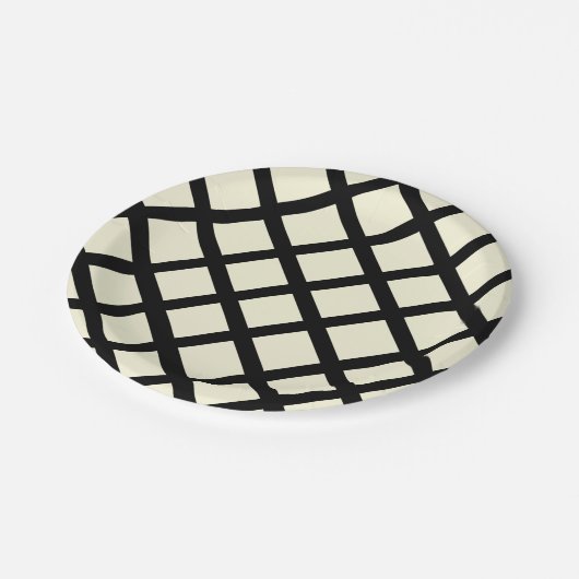 Teller aus Gitterpapier (Creme & Black) (Schrägansicht)