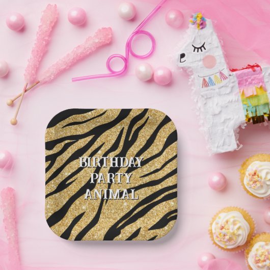 Teller aus Glittery Black and Gold Tiger Strippapi (Party)