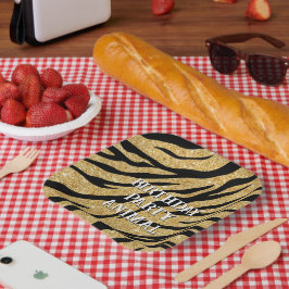 Teller aus Glittery Black and Gold Tiger Strippapi