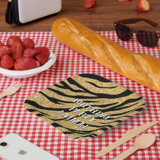 Teller aus Glittery Black and Gold Tiger Strippapi