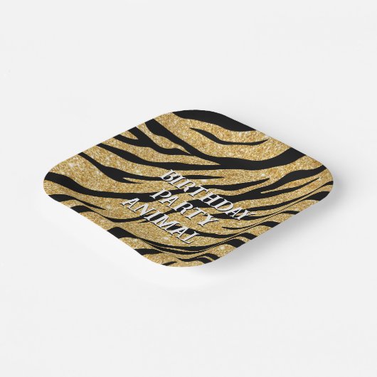 Teller aus Glittery Black and Gold Tiger Strippapi (Gewinkelt)