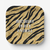 Teller aus Glittery Black and Gold Tiger Strippapi