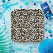 Teller aus Gold, Weiß und Schwarz-Leopard (Party)