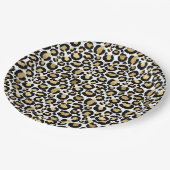 Teller aus Gold, Weiß und Schwarz-Leopard (Schrägansicht)