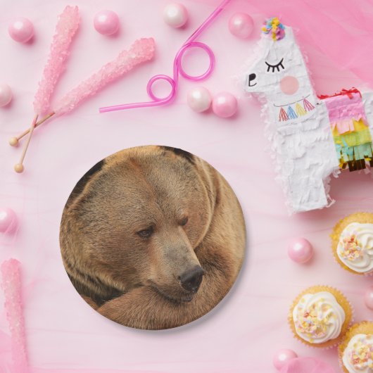 Teller aus Grizzlybärpapier (Party)