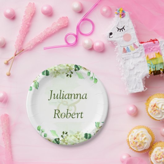 Teller aus grünem botanischem Papier (Party)