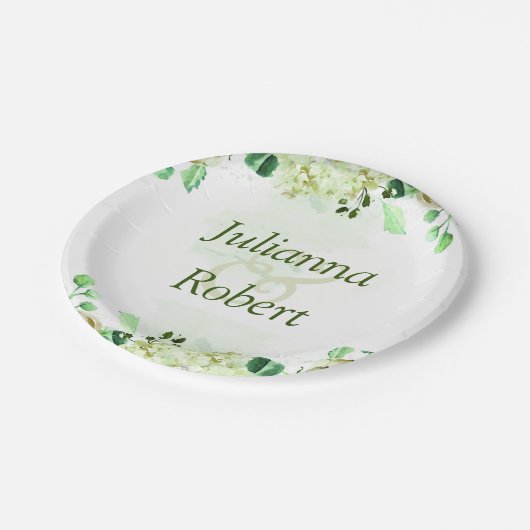 Teller aus grünem botanischem Papier (Schrägansicht)