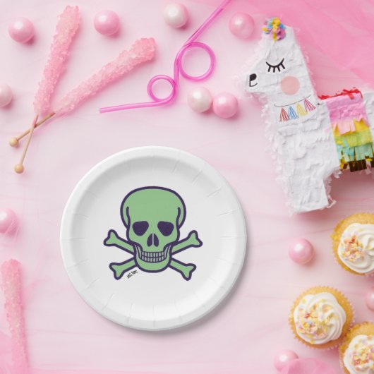 Teller aus grünem Skull (Party)