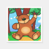 Teller aus Karton Bär auf der Wiese - Bear in Serviette (Vorderseite)