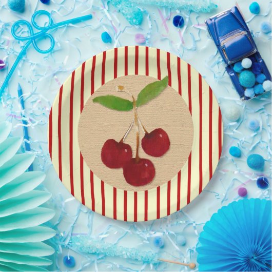 Teller aus Kirschen und Streifen (Party)