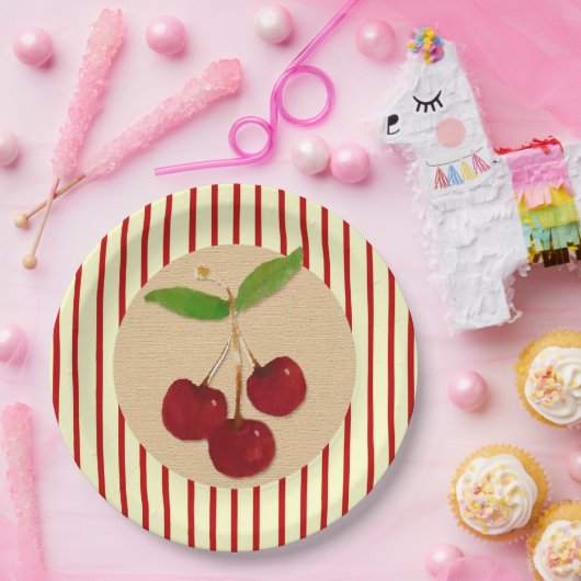 Teller aus Kirschen und Streifen (Party)