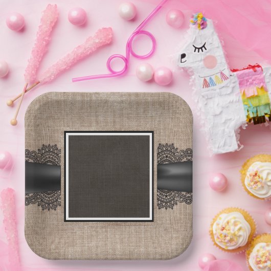 Teller aus Leinen und Spitzen (Party)