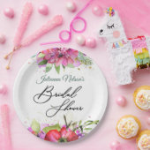 Teller aus lila und rotem Blumenpapier (Party)