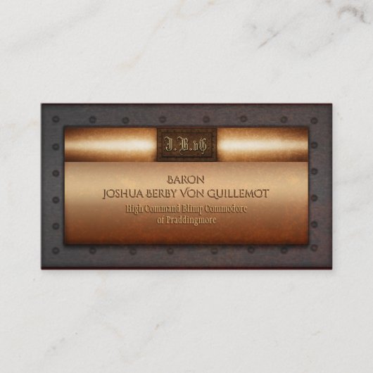 Teller aus Messingmonogramm aus Steampunk Visitenkarte (Vorderseite)