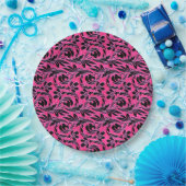 Teller aus Metall-Waves-Hot-Pink-Schwarz-PAPER-PAR (Party)