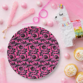 Teller aus Metall-Waves-Hot-Pink-Schwarz-PAPER-PAR (Party)