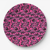 Teller aus Metall-Waves-Hot-Pink-Schwarz-PAPER-PAR (Vorderseite)