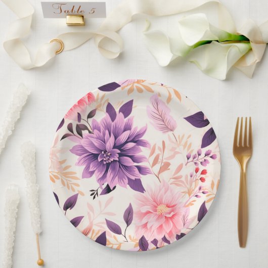 Teller aus niedlich rosa Blume (Hochzeit)
