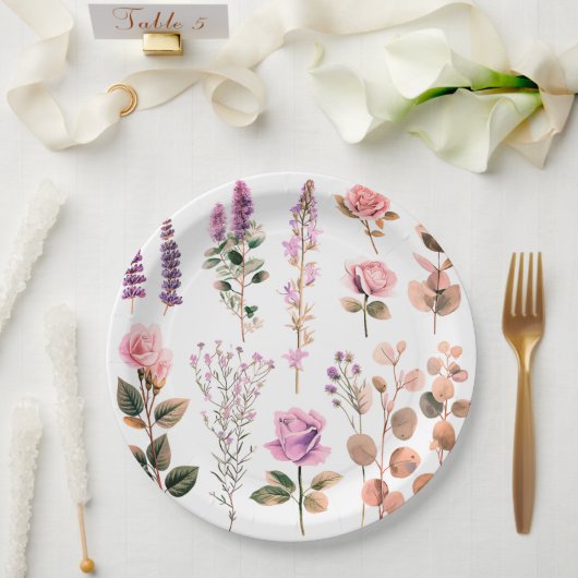 Teller aus niedlich rosa Blume (Hochzeit)