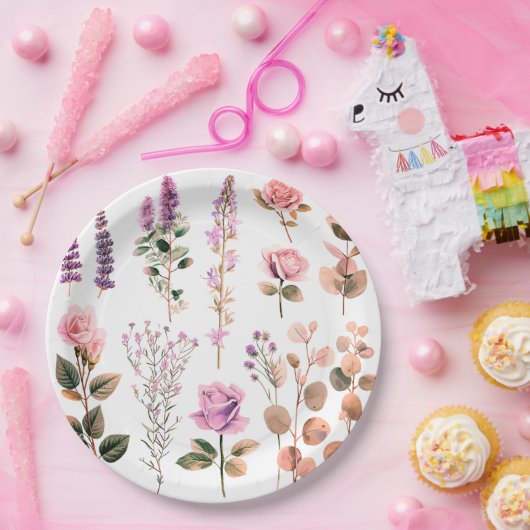 Teller aus niedlich rosa Blume (Party)