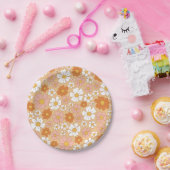 Teller aus orangefarbenem Weißblütenpapier (Party)