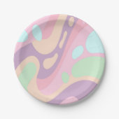 Teller aus Papier glücklich farbenfrohe Pastelle (Vorderseite)