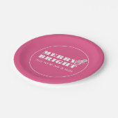 Teller aus Papier Merry & Bright Pink (Schrägansicht)