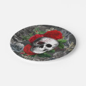 Teller aus Papier mit Totenkopf (Schrägansicht)