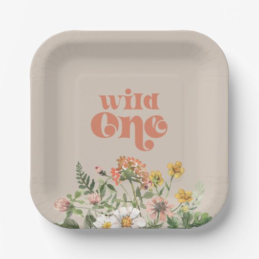 Teller aus Papier mit Wildblumenmuster (Vorderseite)