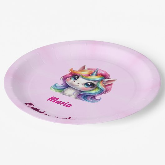 Teller aus Papier und Party niedlich (Schrägansicht)