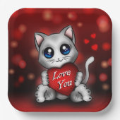 Teller aus Pappe Das Kätzchen liebt dich (Vorderseite)