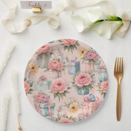 Teller aus rosa Blume (Hochzeit)