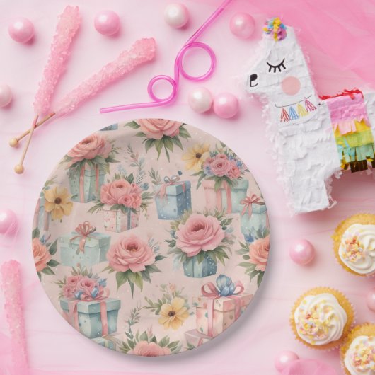 Teller aus rosa Blume (Party)