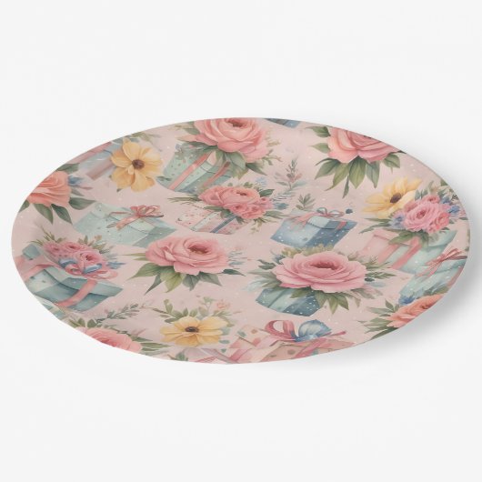 Teller aus rosa Blume (Schrägansicht)