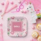 Teller aus rosa Blumenpapier (Party)