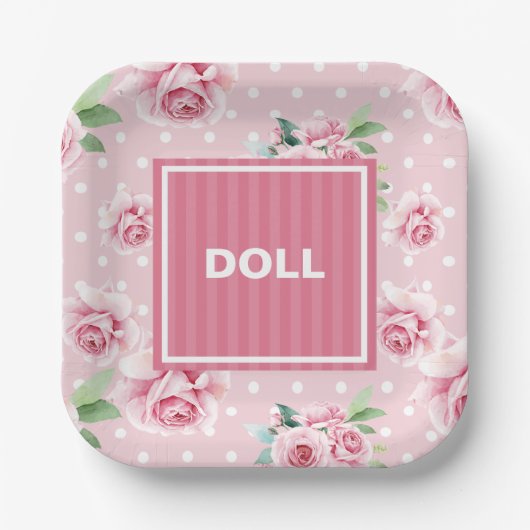 Teller aus rosa Blumenpapier (Vorderseite)